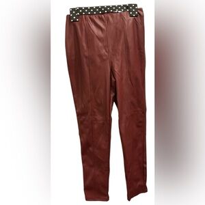 Burgundy Faux Leather Pants Size L